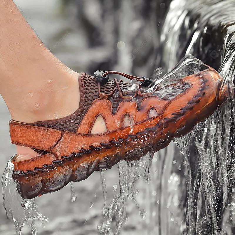 Men's Rubber Toe Cap Mesh Splicing Slippers Outdoor Water Sandals