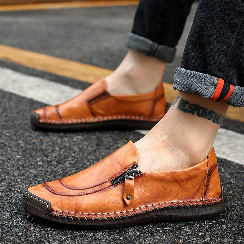 [70% off last day - ends soon] 🔥 Men's genuine leather walking shoes 👞 Hand-sewn ✅ Arch support for comfortable walking