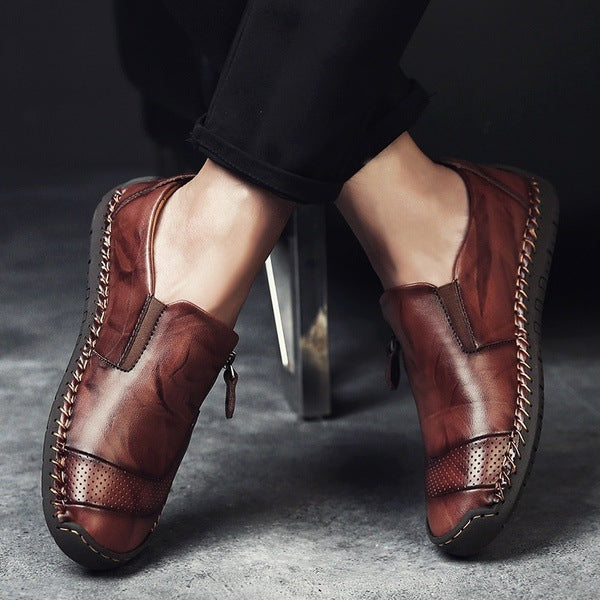 [70% off last day - ends soon] 🔥 Men's genuine leather walking shoes 👞 Hand-sewn ✅ Arch support for comfortable walking