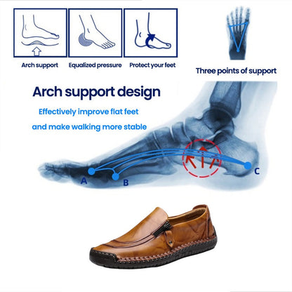 [70% off last day - ends soon] 🔥 Men's genuine leather walking shoes 👞 Hand-sewn ✅ Arch support for comfortable walking