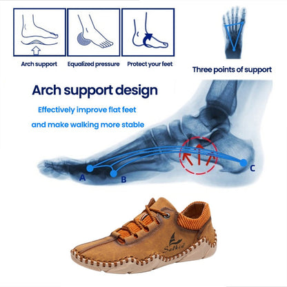 [Last Day 70% Off - Ends Soon] 🔥 Men's Calfskin Walking Shoes 👞 Arch Support ✅ Pain Relief for Comfortable Walking