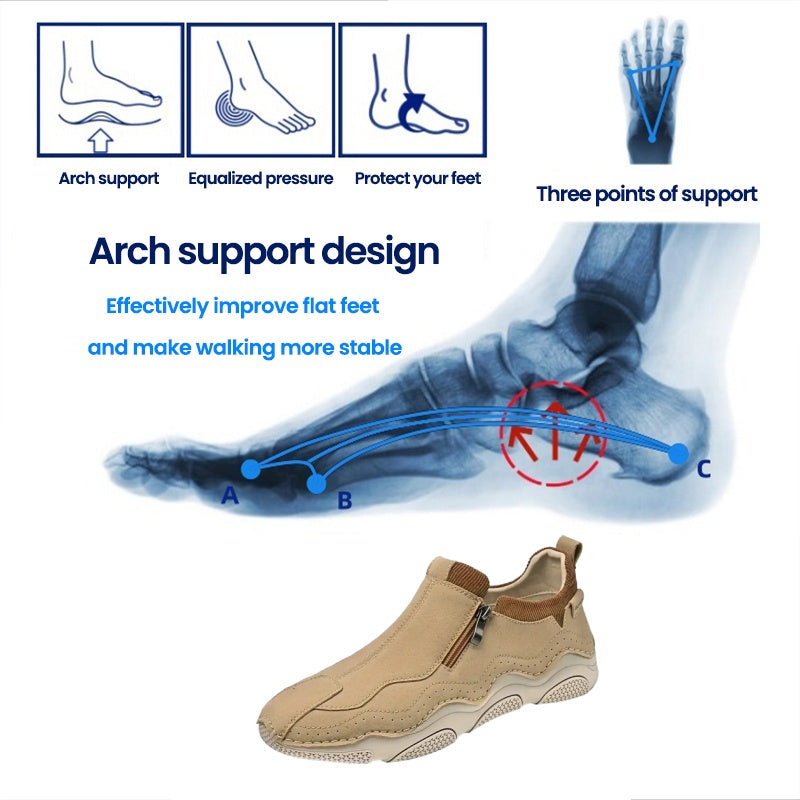🐂 Men's Calfskin Walking Shoes 👞 Hand-sewn, slip-on design, easy to put on and take off ✅ Arch support - relieve pain and walk comfortably