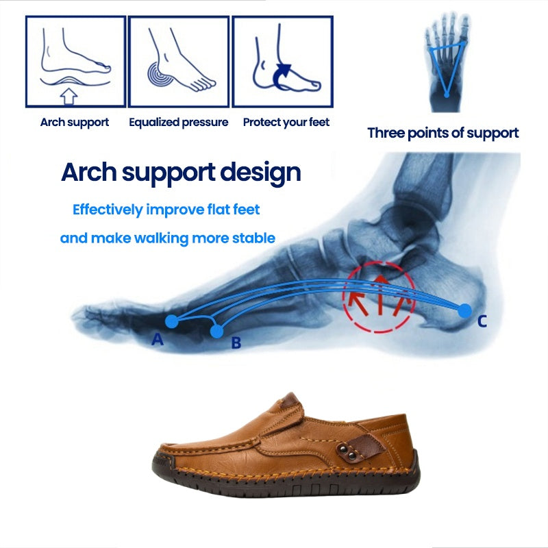 🐂Men's Calfskin Casual Shoes👞Hand-sewn, easy to put on and take off✅Arch support - relieve pain and walk comfortably