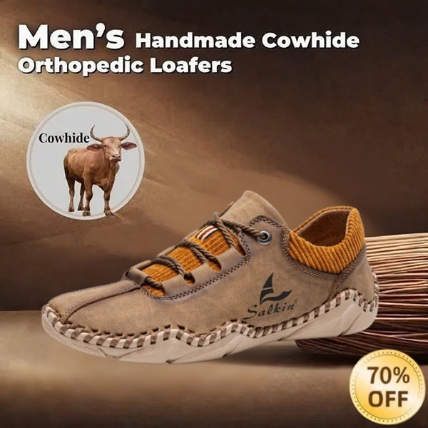 [Last Day 70% Off - Ends Soon] 🔥 Men's Calfskin Walking Shoes 👞 Arch Support ✅ Pain Relief for Comfortable Walking