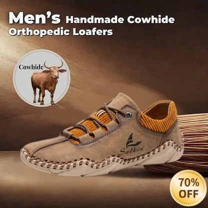 [Last Day 70% Off - Ends Soon] 🔥 Men's Calfskin Walking Shoes 👞 Arch Support ✅ Pain Relief for Comfortable Walking