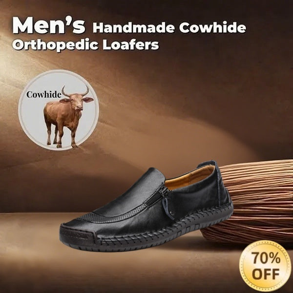 [70% off last day - ends soon] 🔥 Men's genuine leather walking shoes 👞 Hand-sewn ✅ Arch support for comfortable walking