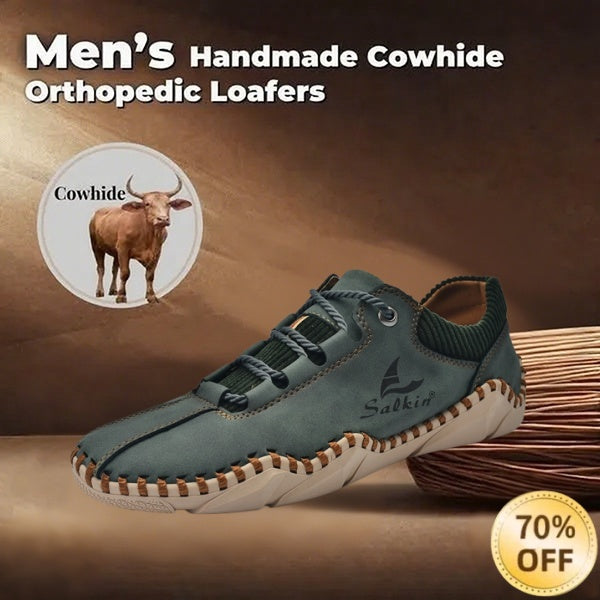 [Last Day 70% Off - Ends Soon] 🔥 Men's Calfskin Walking Shoes 👞 Arch Support ✅ Pain Relief for Comfortable Walking