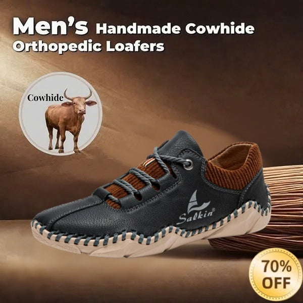 [Last Day 70% Off - Ends Soon] 🔥 Men's Calfskin Walking Shoes 👞 Arch Support ✅ Pain Relief for Comfortable Walking