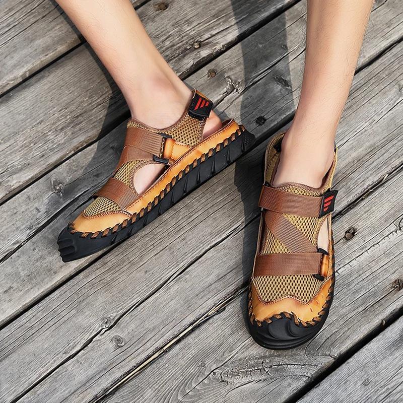 Men Leather Sports Canyoning Waterproof Sandals
