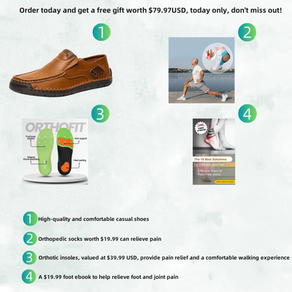 🐂Men's Calfskin Casual Shoes👞Hand-sewn, easy to put on and take off✅Arch support - relieve pain and walk comfortably