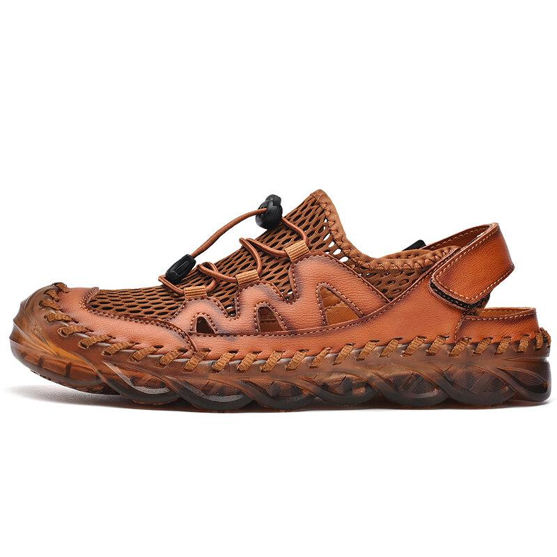 Men's Rubber Toe Cap Mesh Splicing Slippers Outdoor Water Sandals