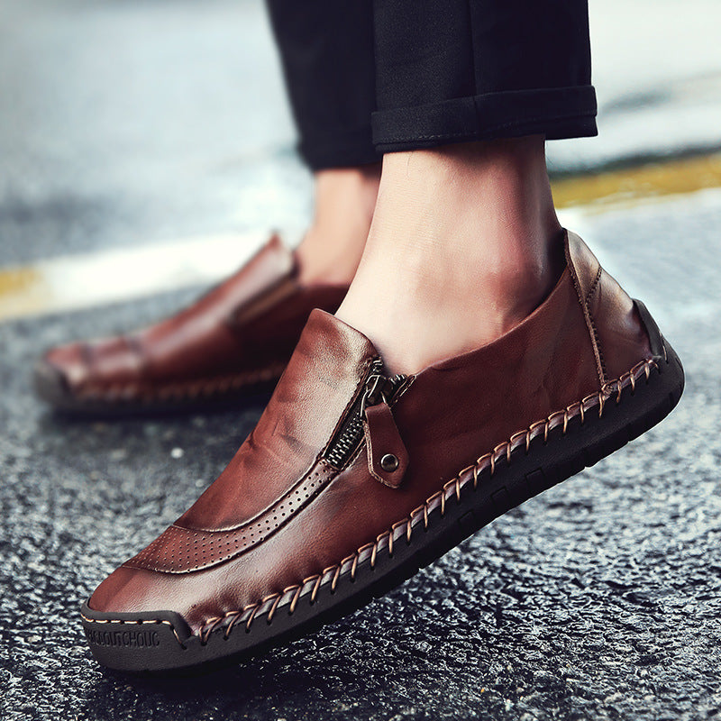 [70% off last day - ends soon] 🔥 Men's genuine leather walking shoes 👞 Hand-sewn ✅ Arch support for comfortable walking