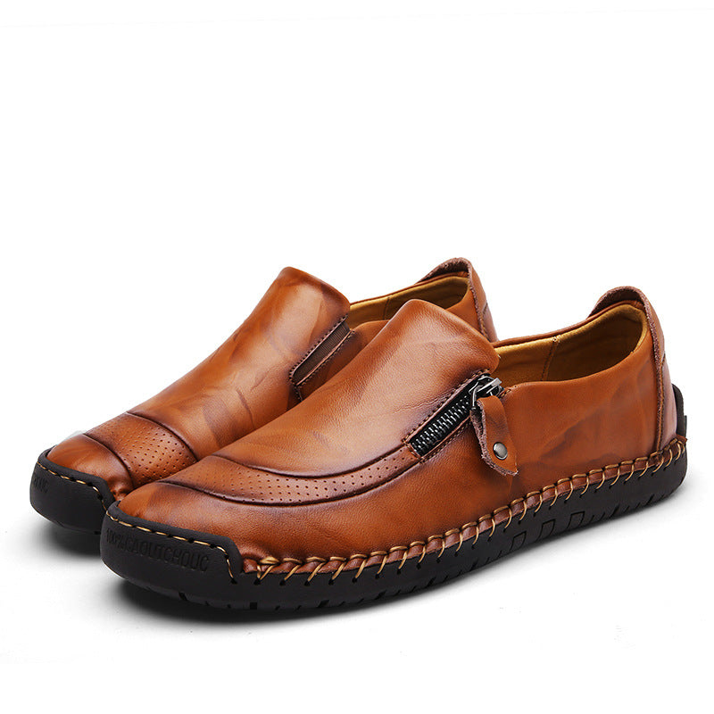 [70% off last day - ends soon] 🔥 Men's genuine leather walking shoes 👞 Hand-sewn ✅ Arch support for comfortable walking