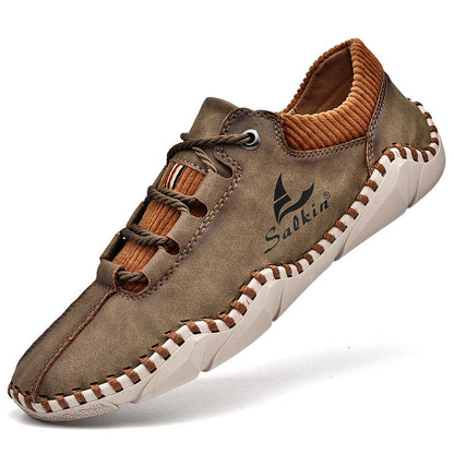 [Last Day 70% Off - Ends Soon] 🔥 Men's Calfskin Walking Shoes 👞 Arch Support ✅ Pain Relief for Comfortable Walking