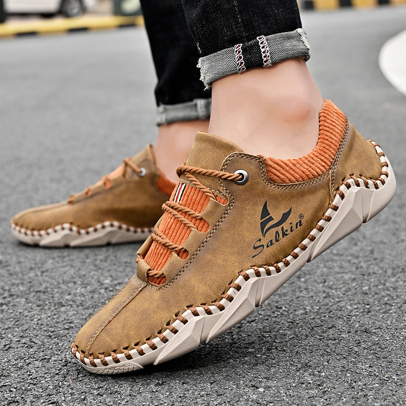 [Last Day 70% Off - Ends Soon] 🔥 Men's Calfskin Walking Shoes 👞 Arch Support ✅ Pain Relief for Comfortable Walking