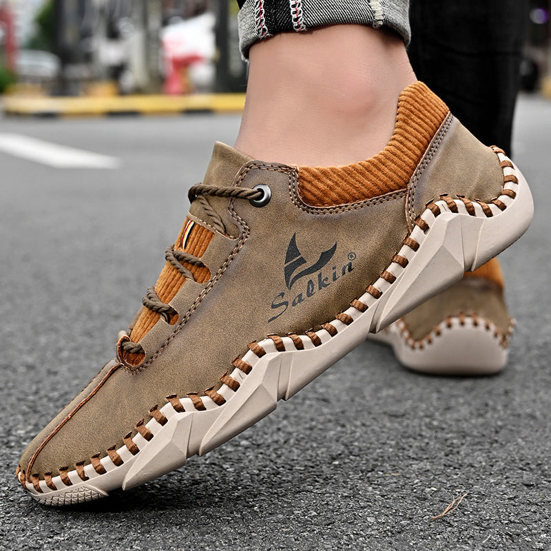 [Last Day 70% Off - Ends Soon] 🔥 Men's Calfskin Walking Shoes 👞 Arch Support ✅ Pain Relief for Comfortable Walking