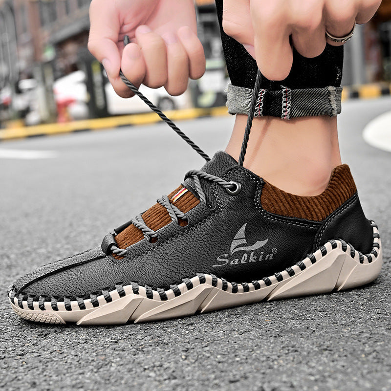 [Last Day 70% Off - Ends Soon] 🔥 Men's Calfskin Walking Shoes 👞 Arch Support ✅ Pain Relief for Comfortable Walking