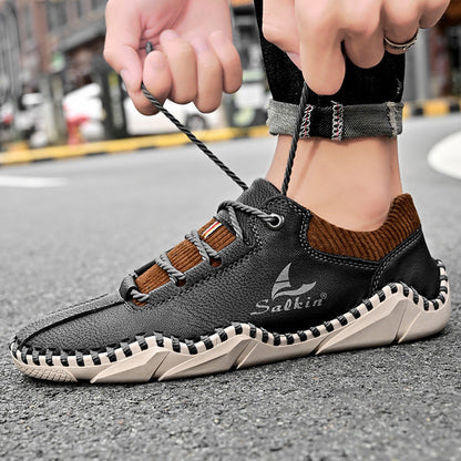 [Last Day 70% Off - Ends Soon] 🔥 Men's Calfskin Walking Shoes 👞 Arch Support ✅ Pain Relief for Comfortable Walking