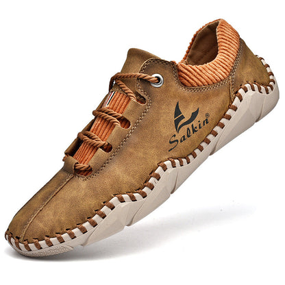 [Last Day 70% Off - Ends Soon] 🔥 Men's Calfskin Walking Shoes 👞 Arch Support ✅ Pain Relief for Comfortable Walking