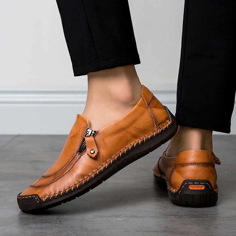 [70% off last day - ends soon] 🔥 Men's genuine leather walking shoes 👞 Hand-sewn ✅ Arch support for comfortable walking