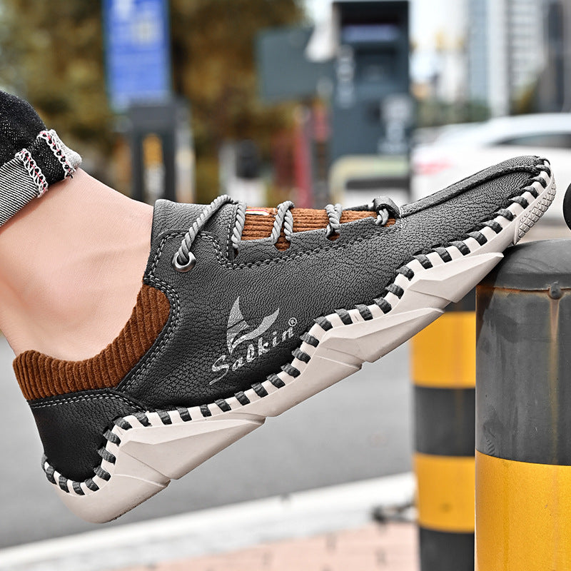 [Last Day 70% Off - Ends Soon] 🔥 Men's Calfskin Walking Shoes 👞 Arch Support ✅ Pain Relief for Comfortable Walking