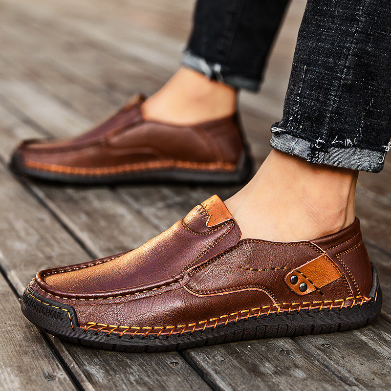 🐂Men's Calfskin Casual Shoes👞Hand-sewn, easy to put on and take off✅Arch support - relieve pain and walk comfortably