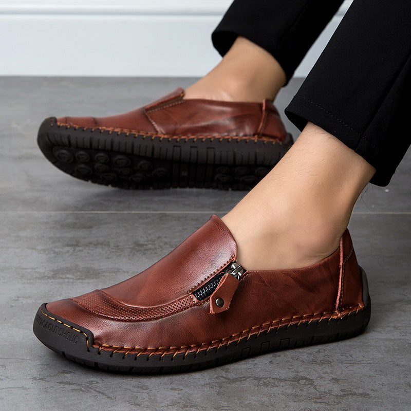 [70% off last day - ends soon] 🔥 Men's genuine leather walking shoes 👞 Hand-sewn ✅ Arch support for comfortable walking
