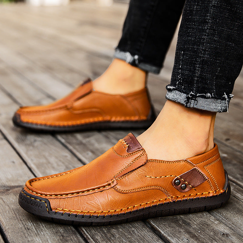 🐂Men's Calfskin Casual Shoes👞Hand-sewn, easy to put on and take off✅Arch support - relieve pain and walk comfortably