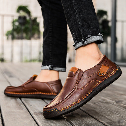 🐂Men's Calfskin Casual Shoes👞Hand-sewn, easy to put on and take off✅Arch support - relieve pain and walk comfortably
