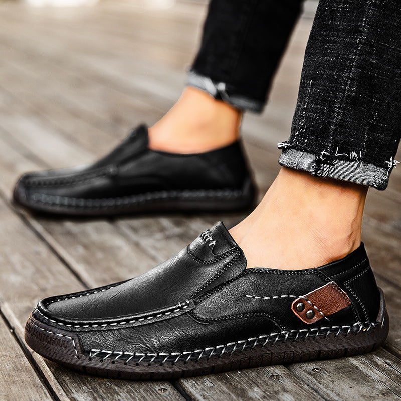 🐂Men's Calfskin Casual Shoes👞Hand-sewn, easy to put on and take off✅Arch support - relieve pain and walk comfortably