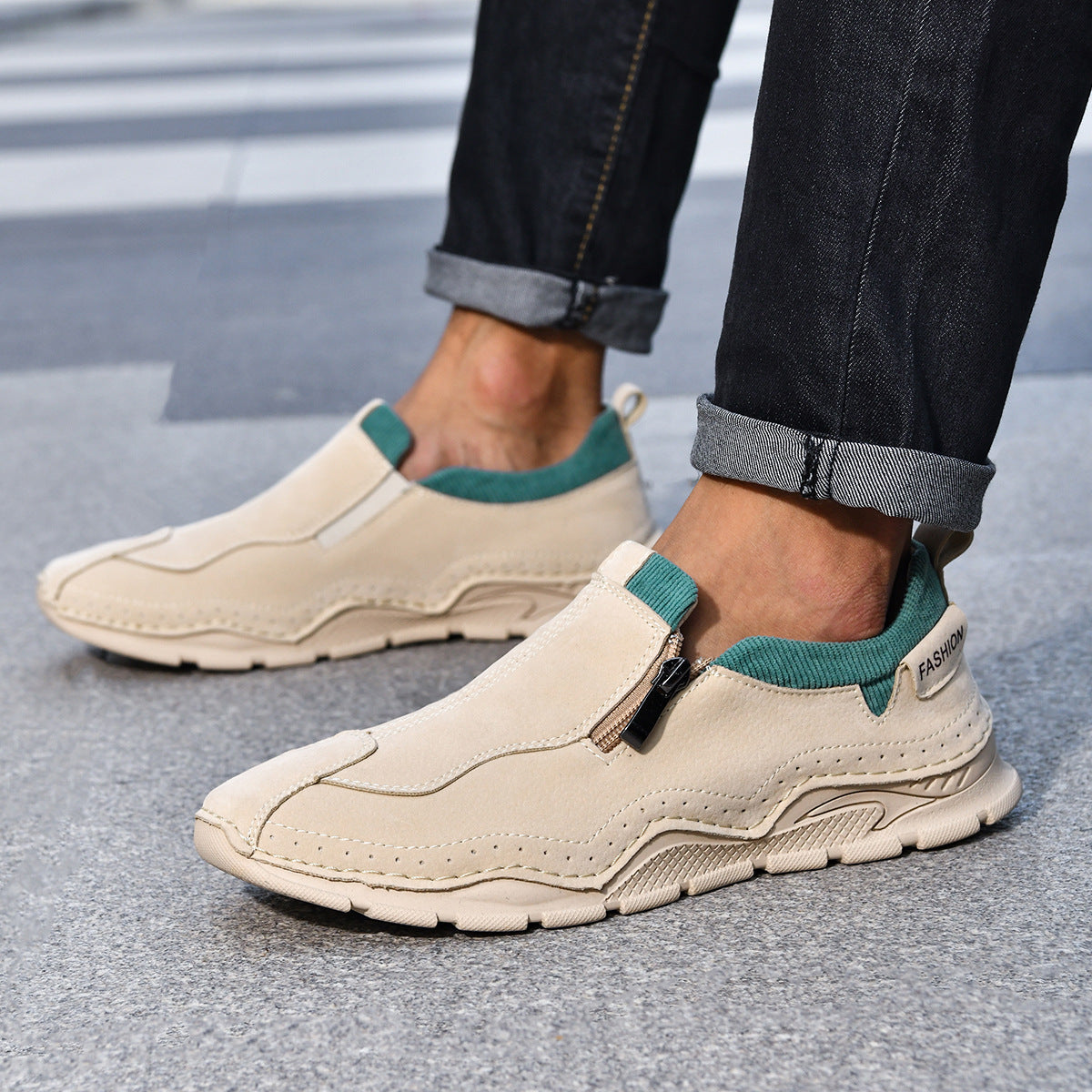 🐂 Men's Calfskin Walking Shoes 👞 Hand-sewn, slip-on design, easy to put on and take off ✅ Arch support - relieve pain and walk comfortably