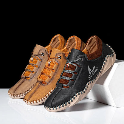 [Last Day 70% Off - Ends Soon] 🔥 Men's Calfskin Walking Shoes 👞 Arch Support ✅ Pain Relief for Comfortable Walking